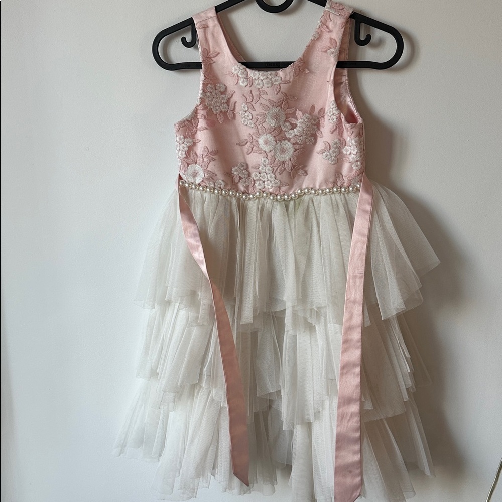 American Princess Blush Satin and cream Dress